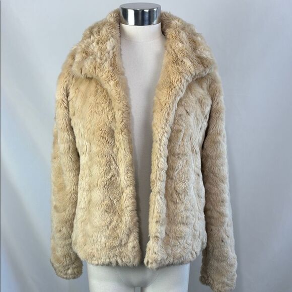 Abercrombie Faux Für Cream Crop Jacket - Picture 1 of 7